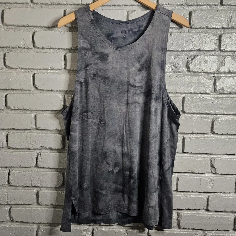 Lululemon Mens Tank Small Always Agile Diamond‎ Dye Asphalt Grey Black